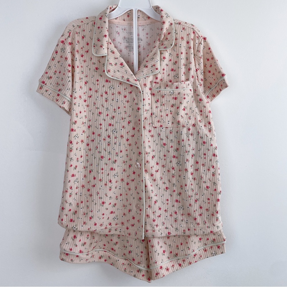 Tahari Girls Pajama Set 5/6 Soft Floral Print Shirt & Shorts Pajama Set